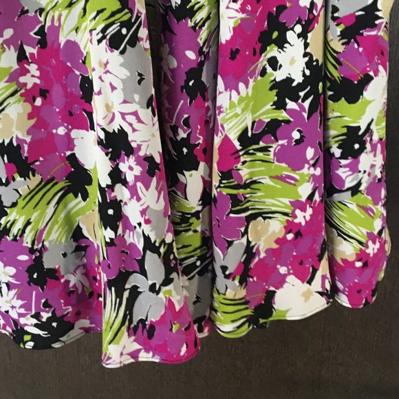 Jones New York 100% Silk Colorful Flare Skirt - 10 - Picture 6 of 9